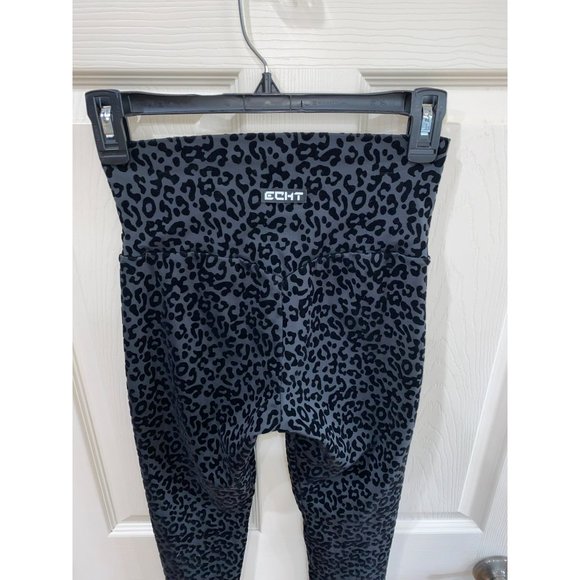 ECHT Ladies Hi-Waist Flocked Leopard Leggings Size Medium - Picture 5 of 6